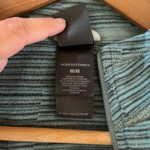 Women’s The North Face green stripe 1/4 Zip fleece Jacket Pullover Size Medium - Picture 5 of 5